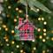 Plaid and Pine Needle Rustic Cabin Christmas Ornament - 4.25" - Red and Brown